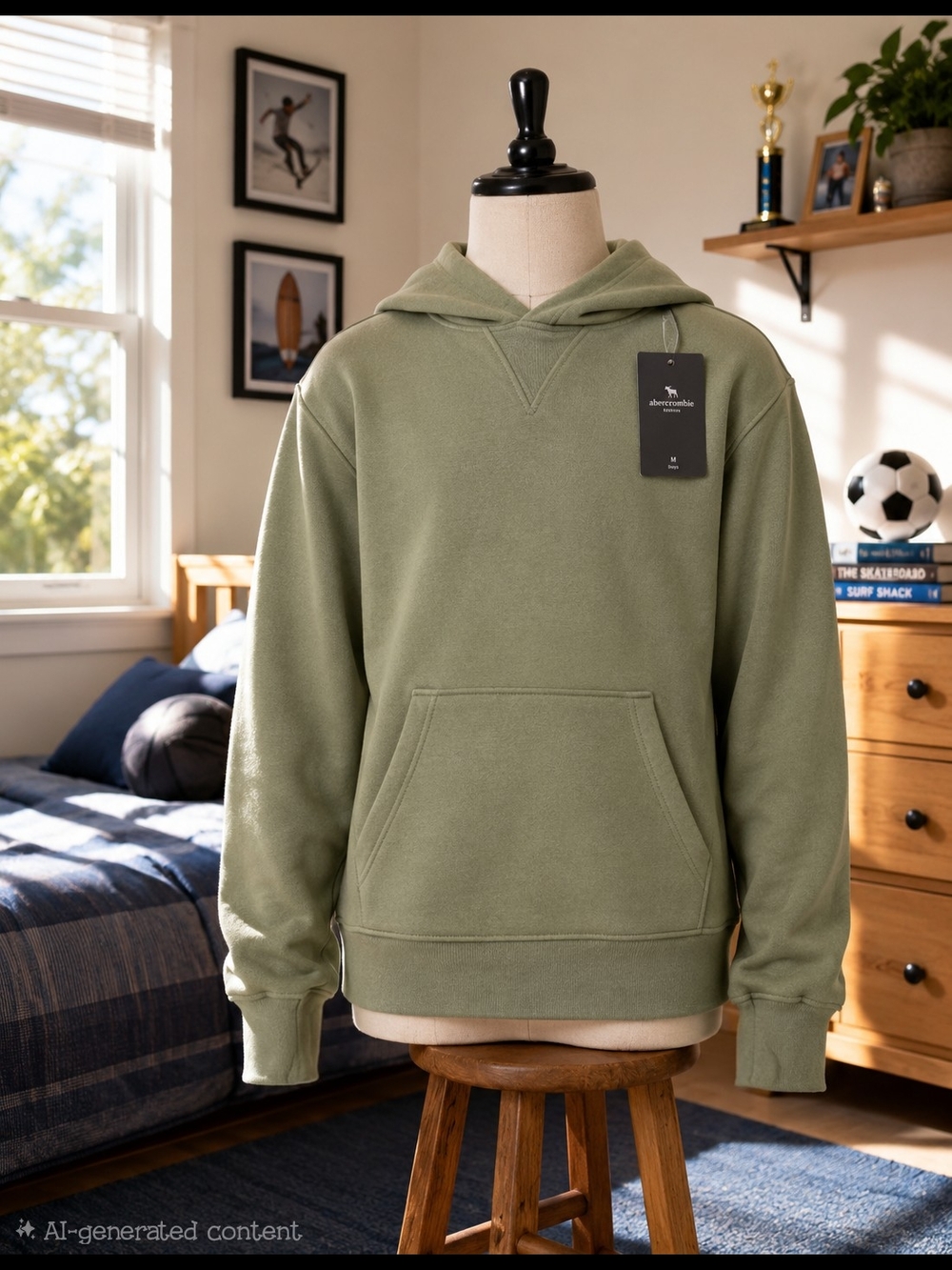 Boys Sage Green Pullover Hoodie Size Medium NWT Soft Cozy Everyday Sweatshirt